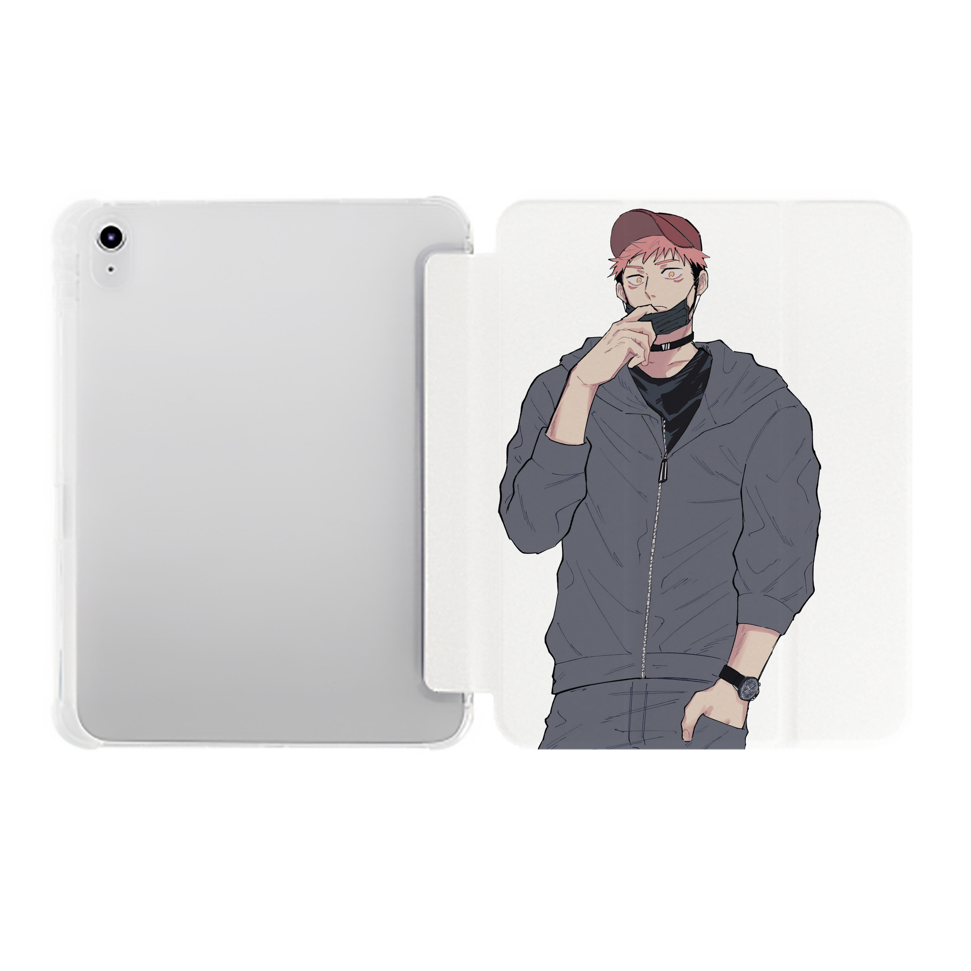 （画像用） 呪術廻戦 Jujutsu Kaisen IPad ケース ペン収納付き 三つ折りスタンド PUレザー×シリコン 対応機種9.5/10.5/10.9インチ